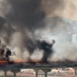 韓国の高速道路で発生した大規模火災