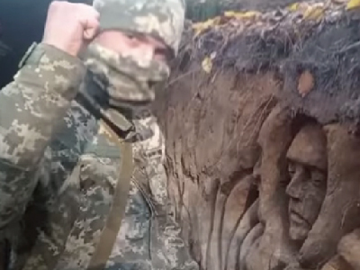 ウクライナの兵士が芸術作品を制作