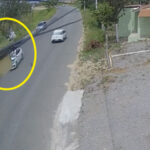 対向車と正面衝突するバイク（ブラジル）