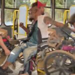 バスの車内で乱闘する車椅子ユーザー（ブラジル）