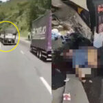 セミトレーラーが横転する事故（ブラジル）