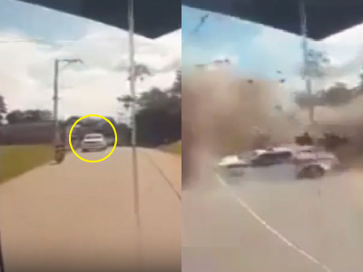 パトロール中の警察車両が襲撃される事件（コロンビア）