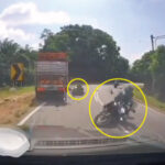 トラックとバイクの衝突事故（マレーシア）