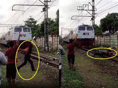 中年男性が線路に横たわり電車に轢かれ自殺する事件（インドネシア）