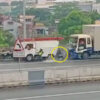 高速道路で故障したバンにトラックが突っ込む（フィリピン）
