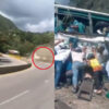 バスがコントロールを失い道路脇の山の斜面に衝突する事故（コロンビア）